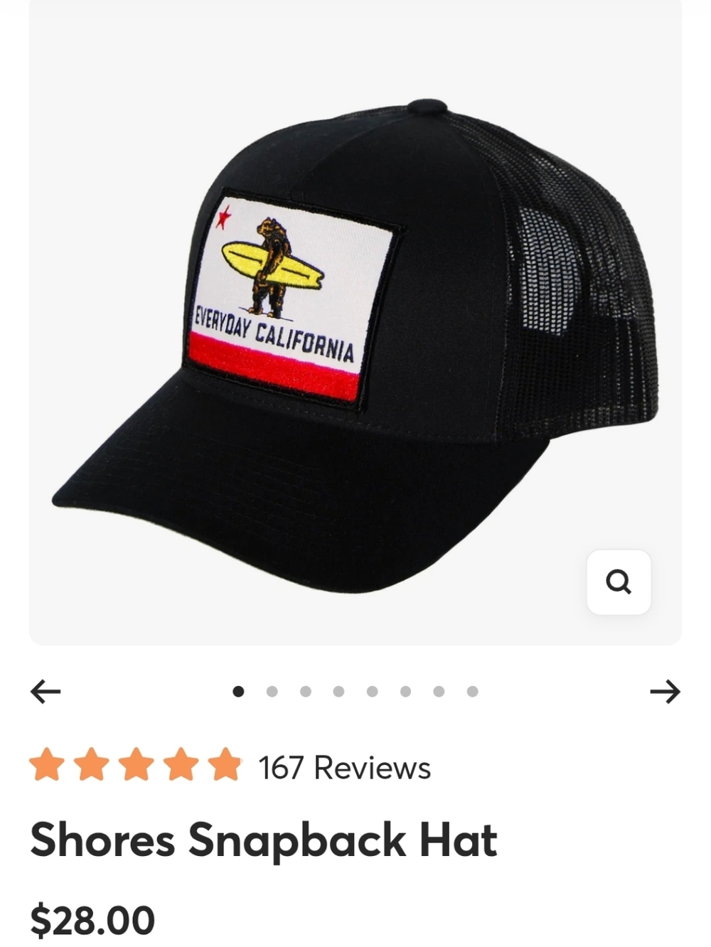 Everyday California Shores Black Trucker Snapback Hat